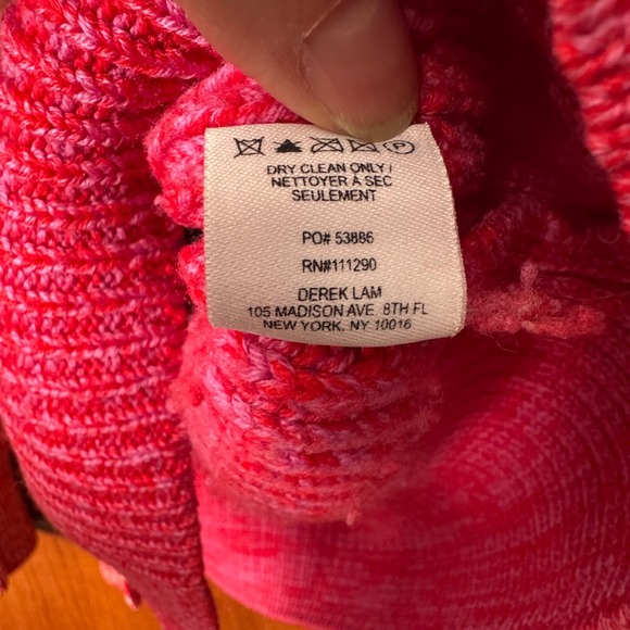 DEREK LAM Womens Turtleneck Sweater Merino Wool Med Pink Red Valentines Cabncore - Picture 7 of 11